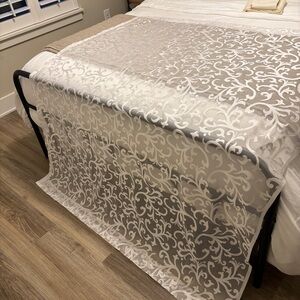 2 lace panels jacquard woven tablecloth fabric scroll design, 52X66” home sewn